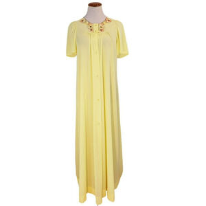 VTG 1960s Aristocraft ILGWU Yellow Vintage 1960s House Dress Embroidered Collar